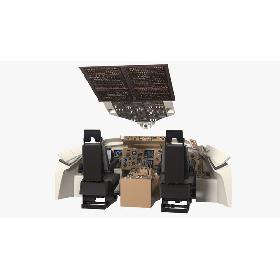 Commercial Airplane Pilot Cockpit 3D model